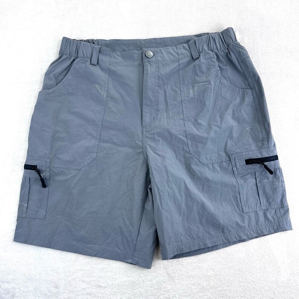 VOYAGER Shorts Mens XL Grey Travel Tech Cargo Nylon Comfort Stretch Hiking Short